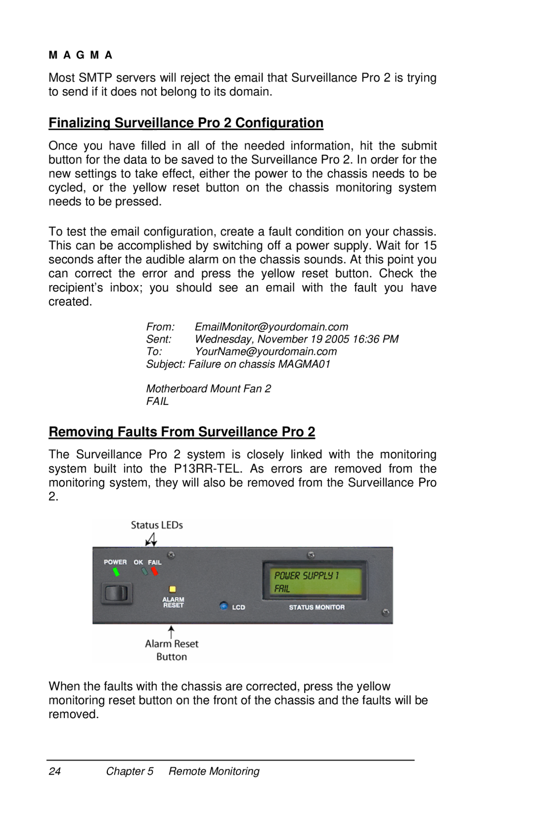 Magma P13RR-TEL user manual Finalizing Surveillance Pro 2 Configuration, Removing Faults From Surveillance Pro 