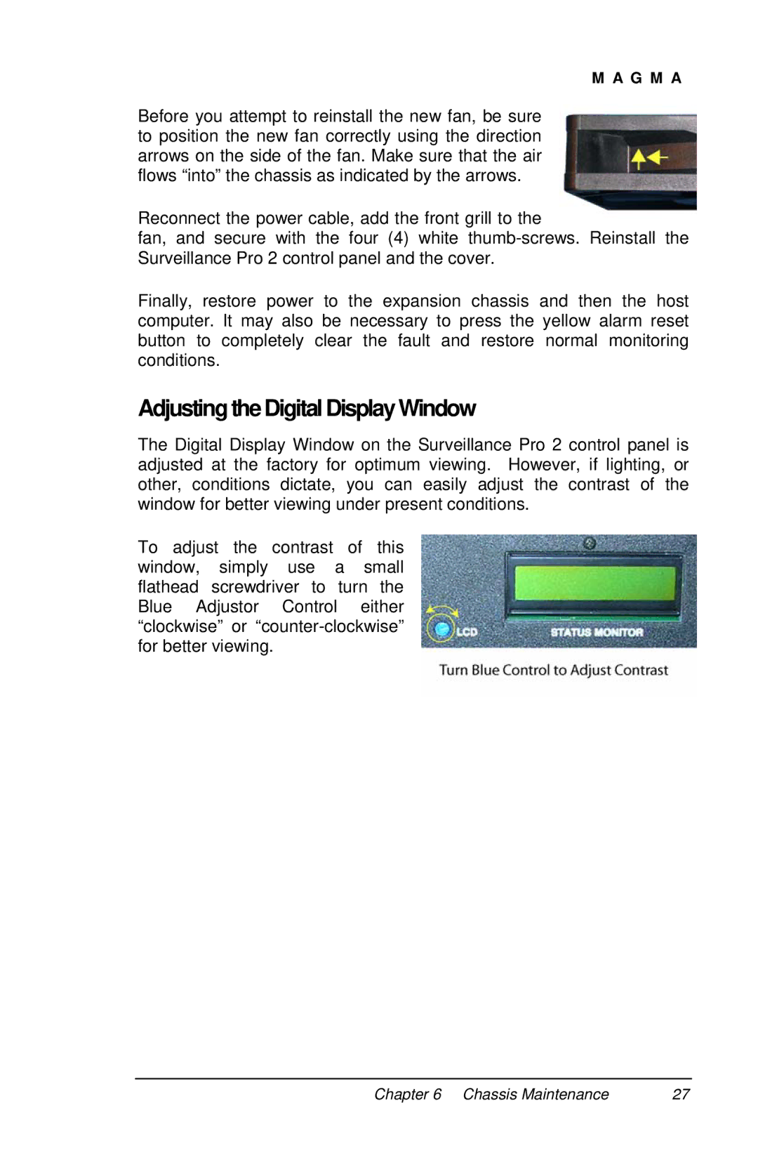 Magma P13RR-TEL user manual AdjustingtheDigital DisplayWindow 