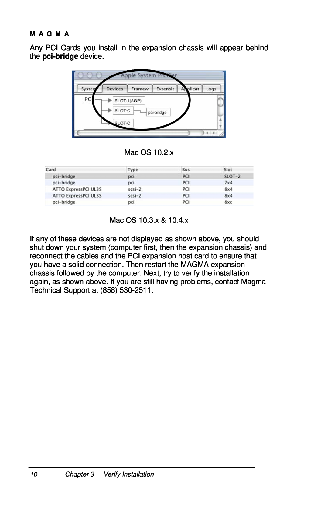 Magma P13RR-TEL user manual Mac OS Mac OS 10.3.x 