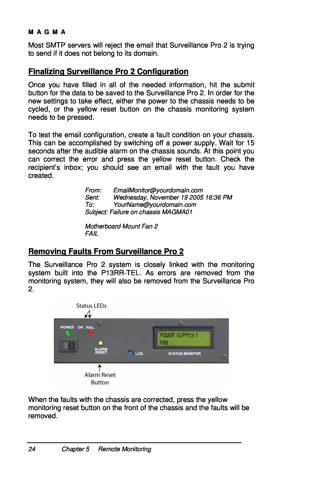 Magma P13RR-TEL user manual Finalizing Surveillance Pro 2 Configuration, Removing Faults From Surveillance Pro, Sent 