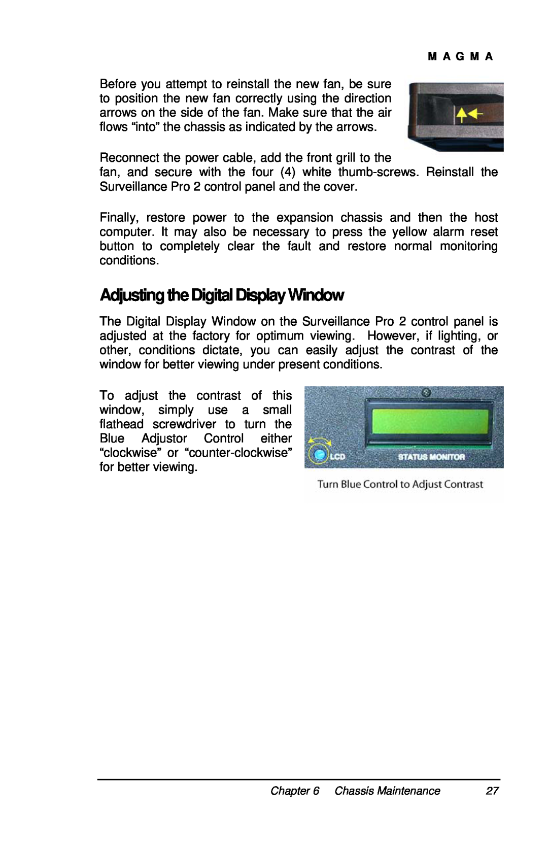 Magma P13RR-TEL user manual AdjustingtheDigital DisplayWindow 