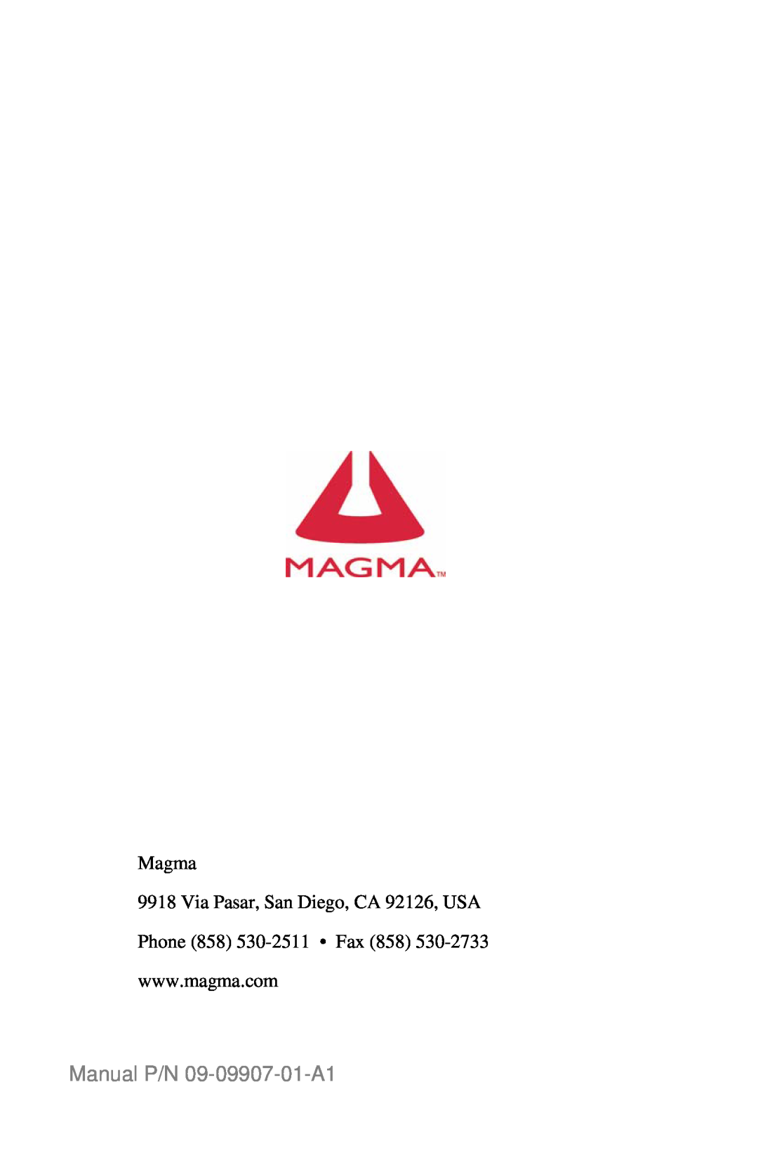 Magma P13RR-TEL Manual P/N 09-09907-01-A1, Magma 9918 Via Pasar, San Diego, CA 92126, USA, Phone 858 530-2511 Fax 858 