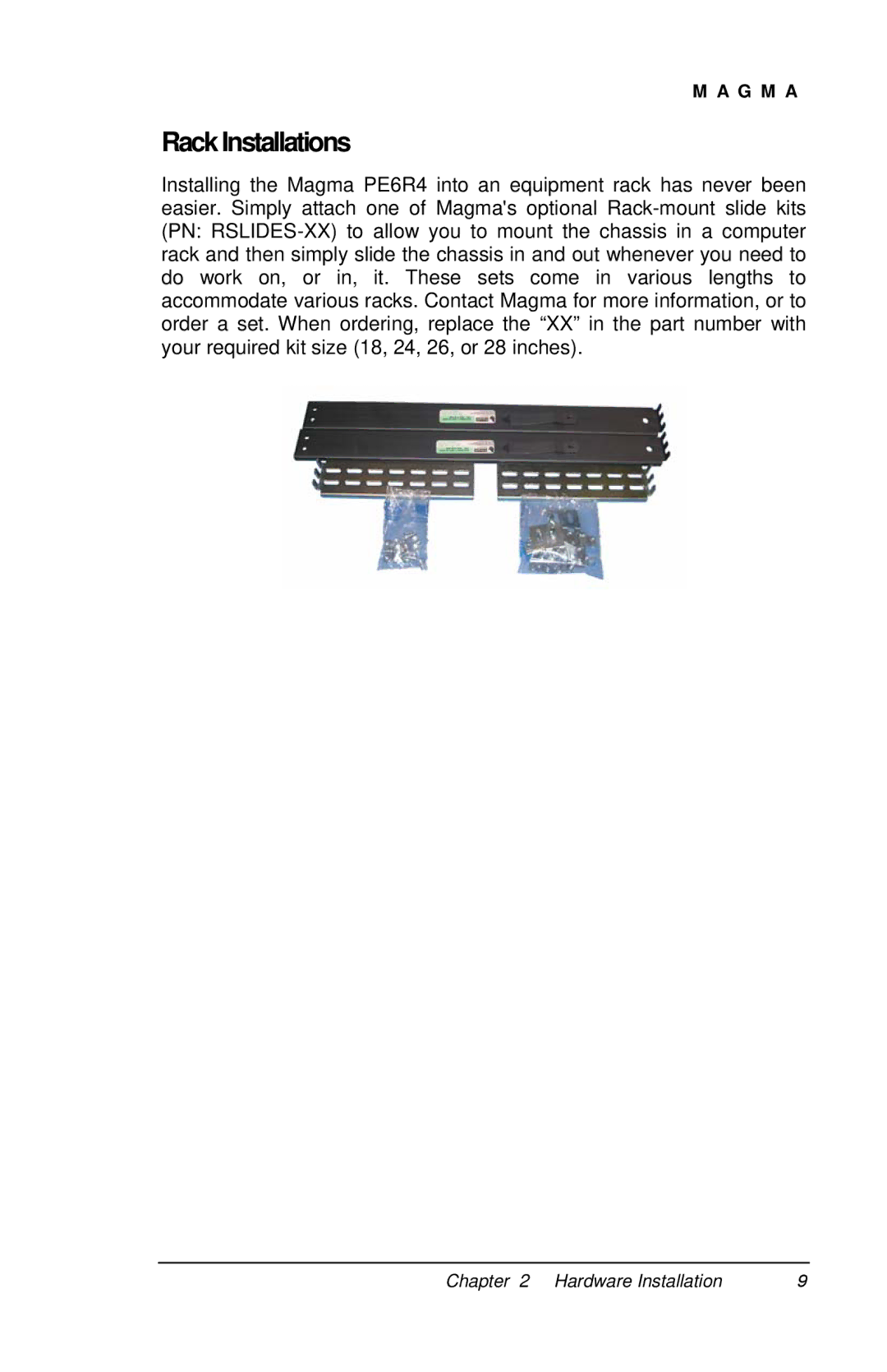 Magma PE6RR, PE6R4 user manual RackInstallations 