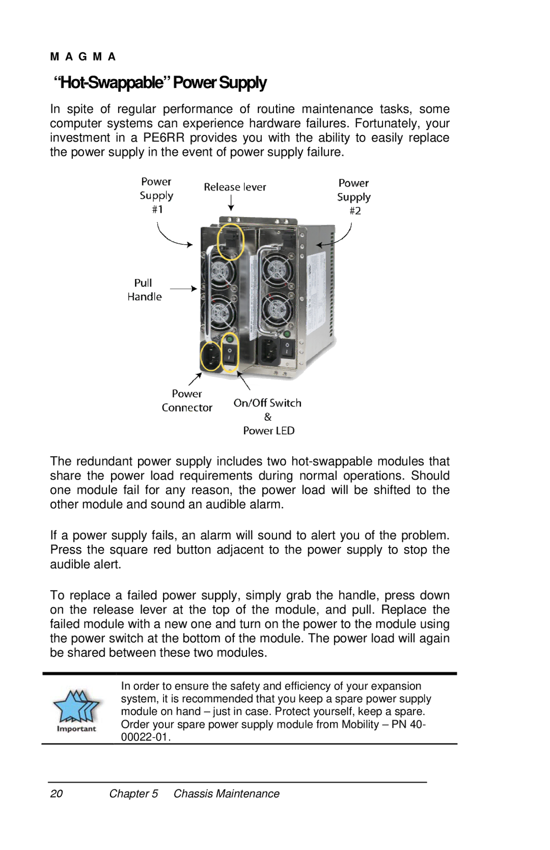 Magma PE6R4, PE6RR user manual Hot-SwappablePowerSupply 