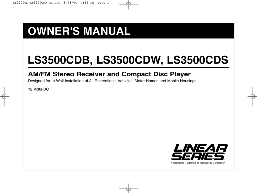 Magnadyne owner manual LS3500CDB, LS3500CDW, LS3500CDS 