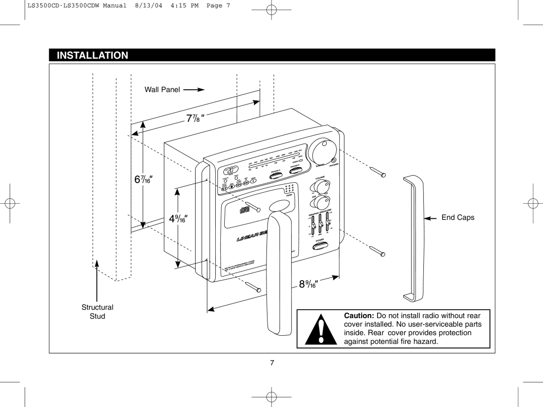 Magnadyne LS3500CDW, LS3500CDB, LS3500CDS owner manual Installation 