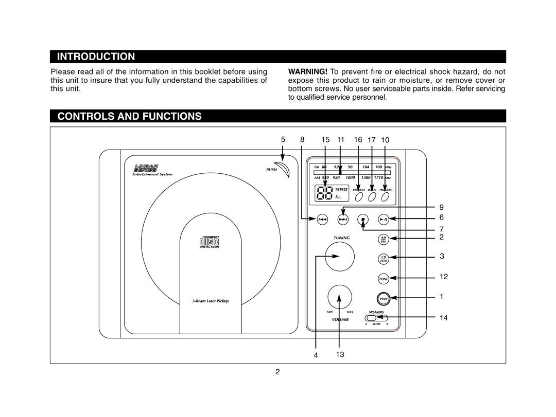 Magnadyne LS4000B, LS4000W, LS4001B, LS4000S LS4001W, LS4001S owner manual Introduction, Controls and Functions 