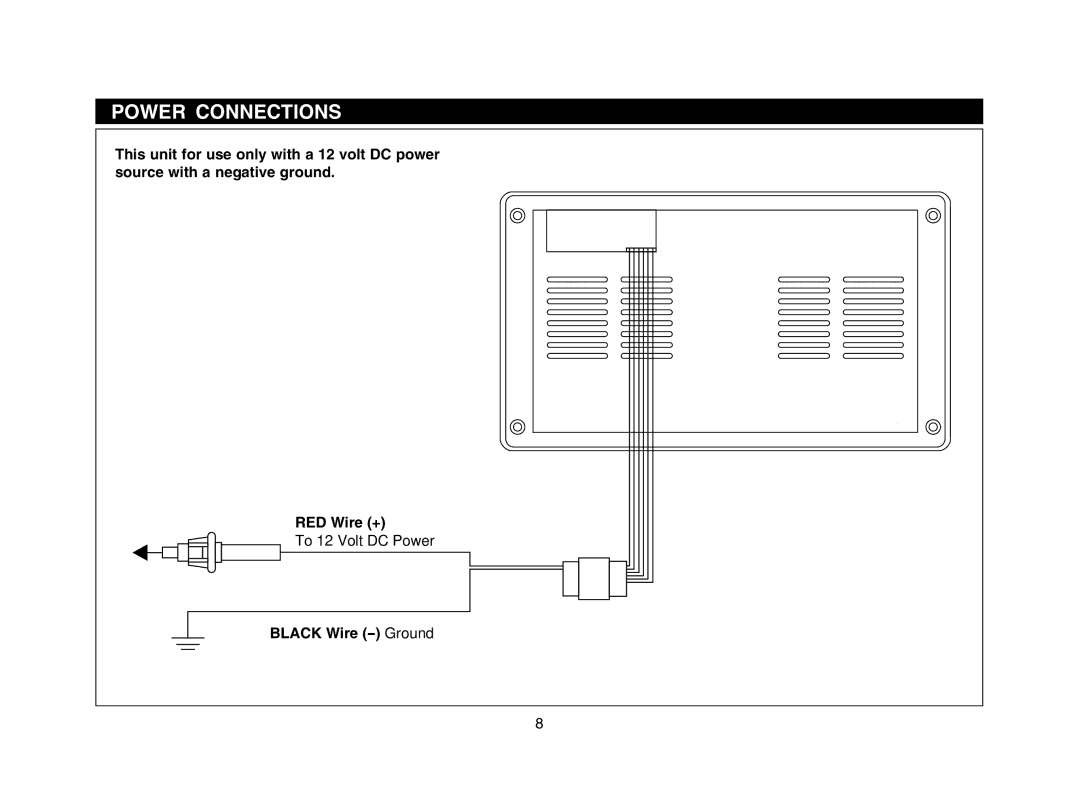 Magnadyne LS4000S LS4001W, LS4000W, LS4001B, LS4000B, LS4001S owner manual Power Connections, Black Wire Ground 