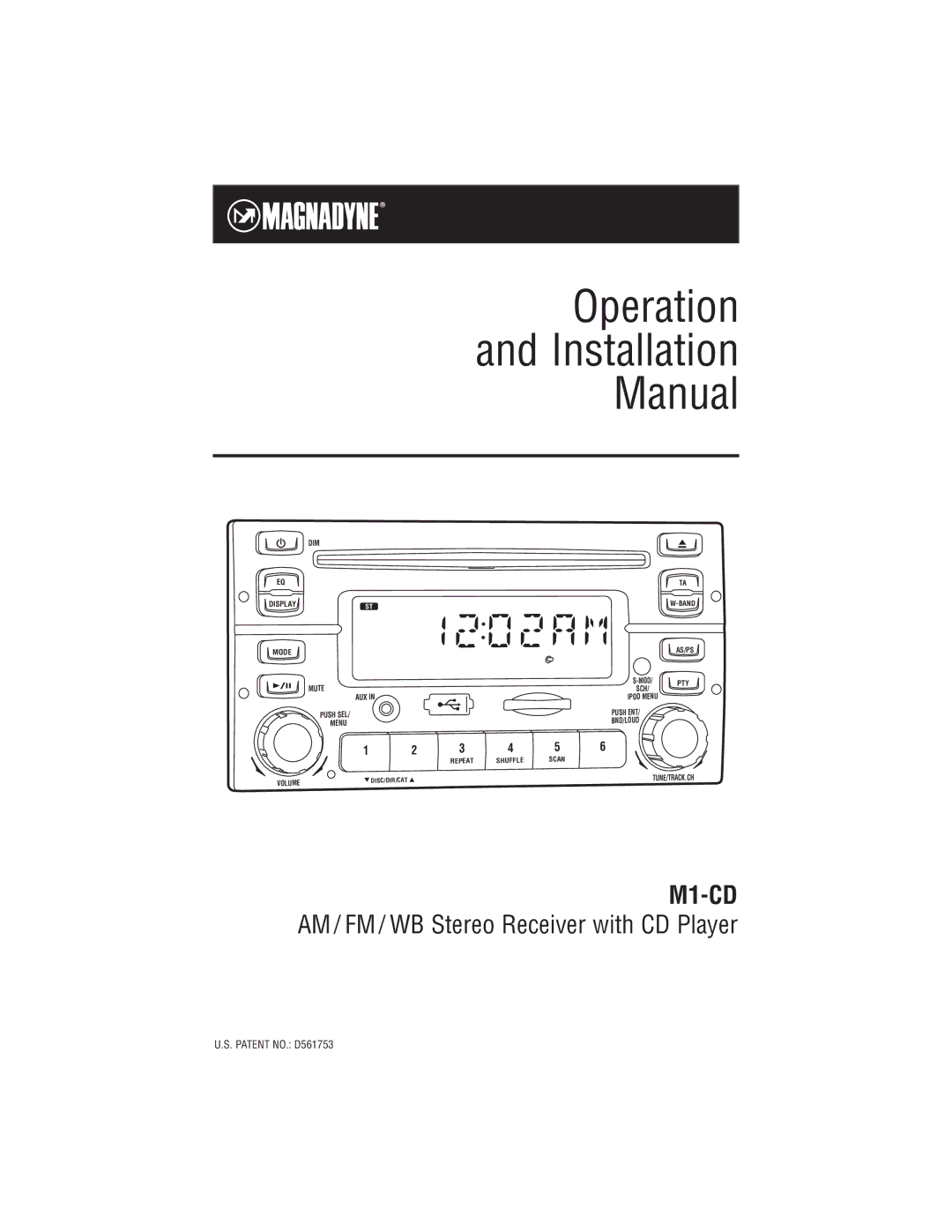 Magnadyne M1-CD installation manual Operation Installation Manual 