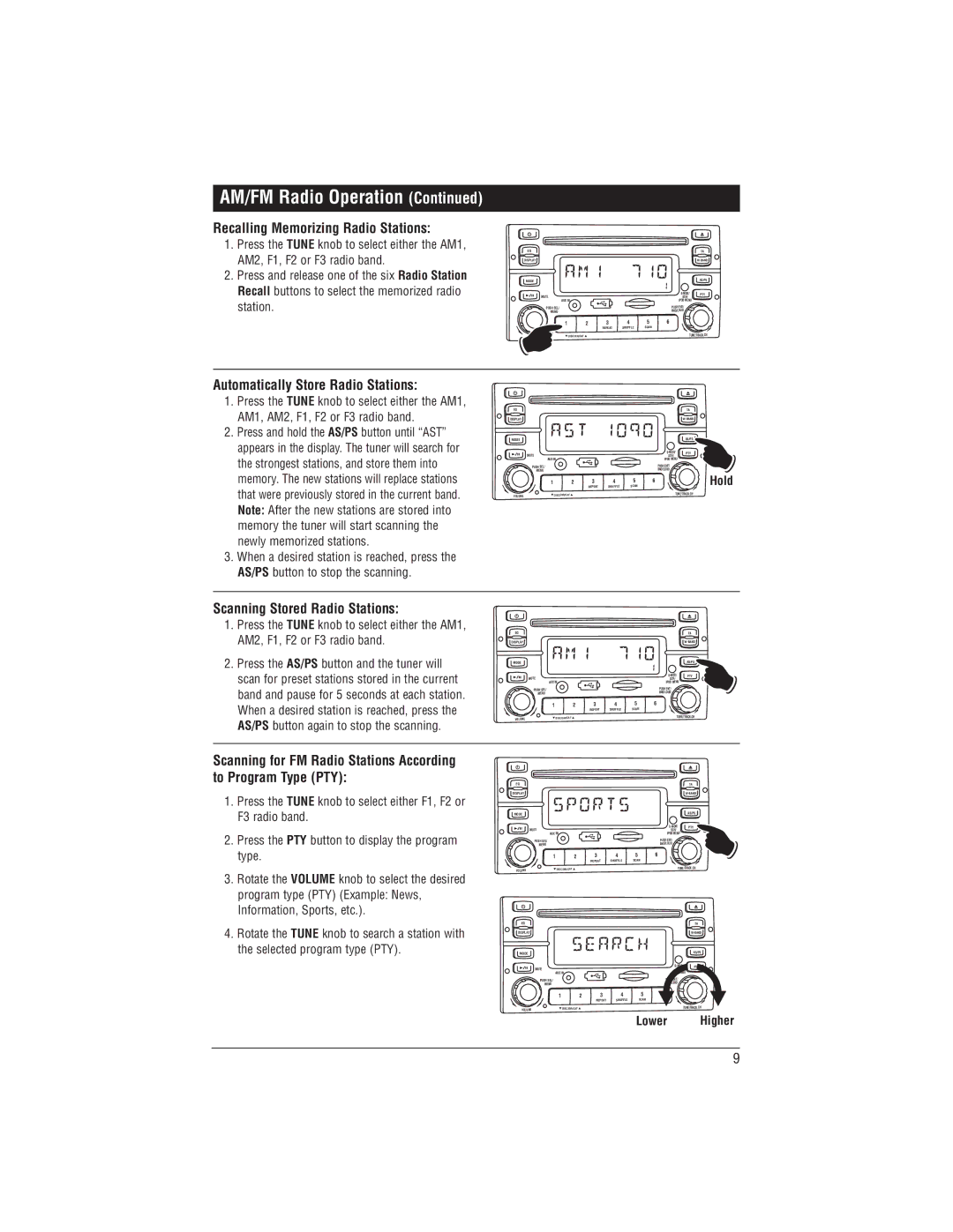 Magnadyne M1-CD AM/FM Radio Operation, Recalling Memorizing Radio Stations, Automatically Store Radio Stations 