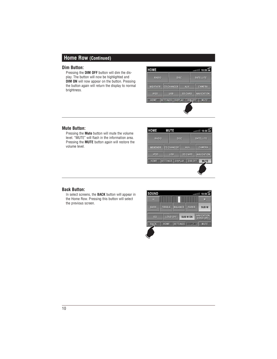 Magnadyne M1-LCD-2 installation manual Dim Button 