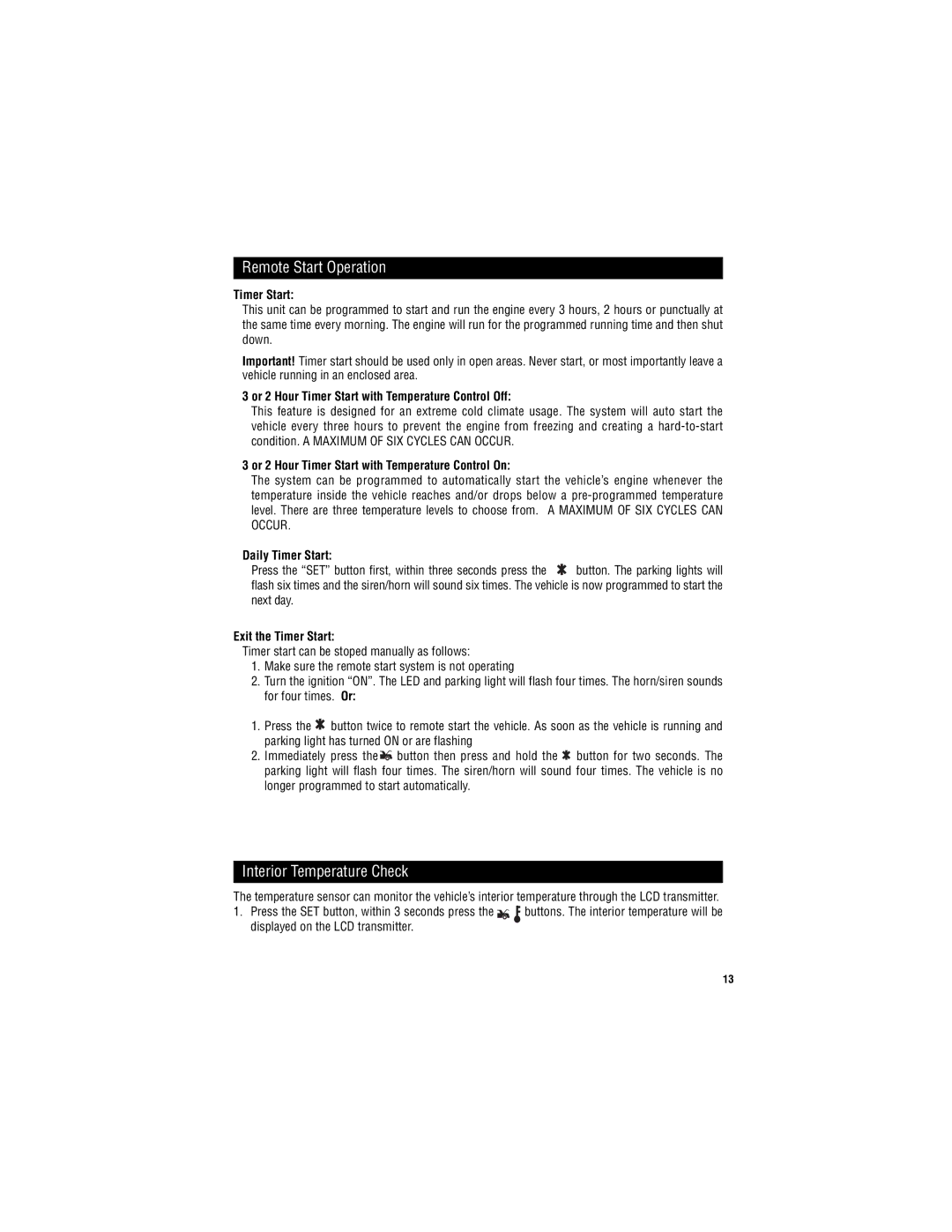 Magnadyne M11RF-LCD user manual Interior Temperature Check 