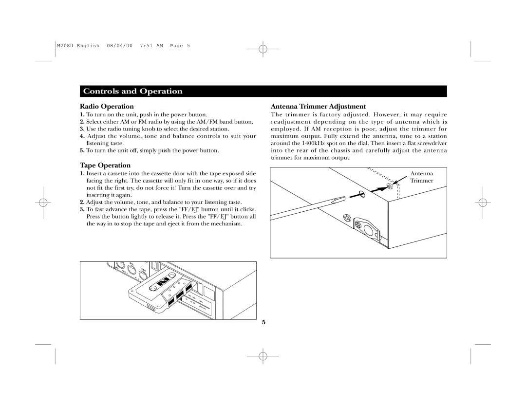 Magnadyne M2080 manual Radio Operation 