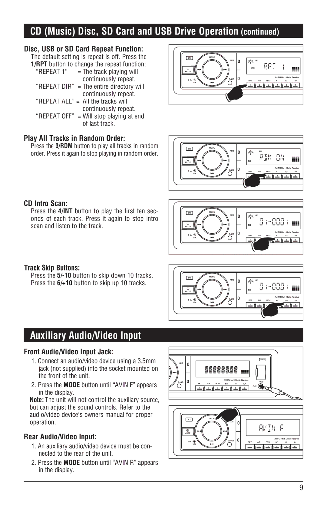 Magnadyne M3500DVD installation manual Auxiliary Audio/Video Input 