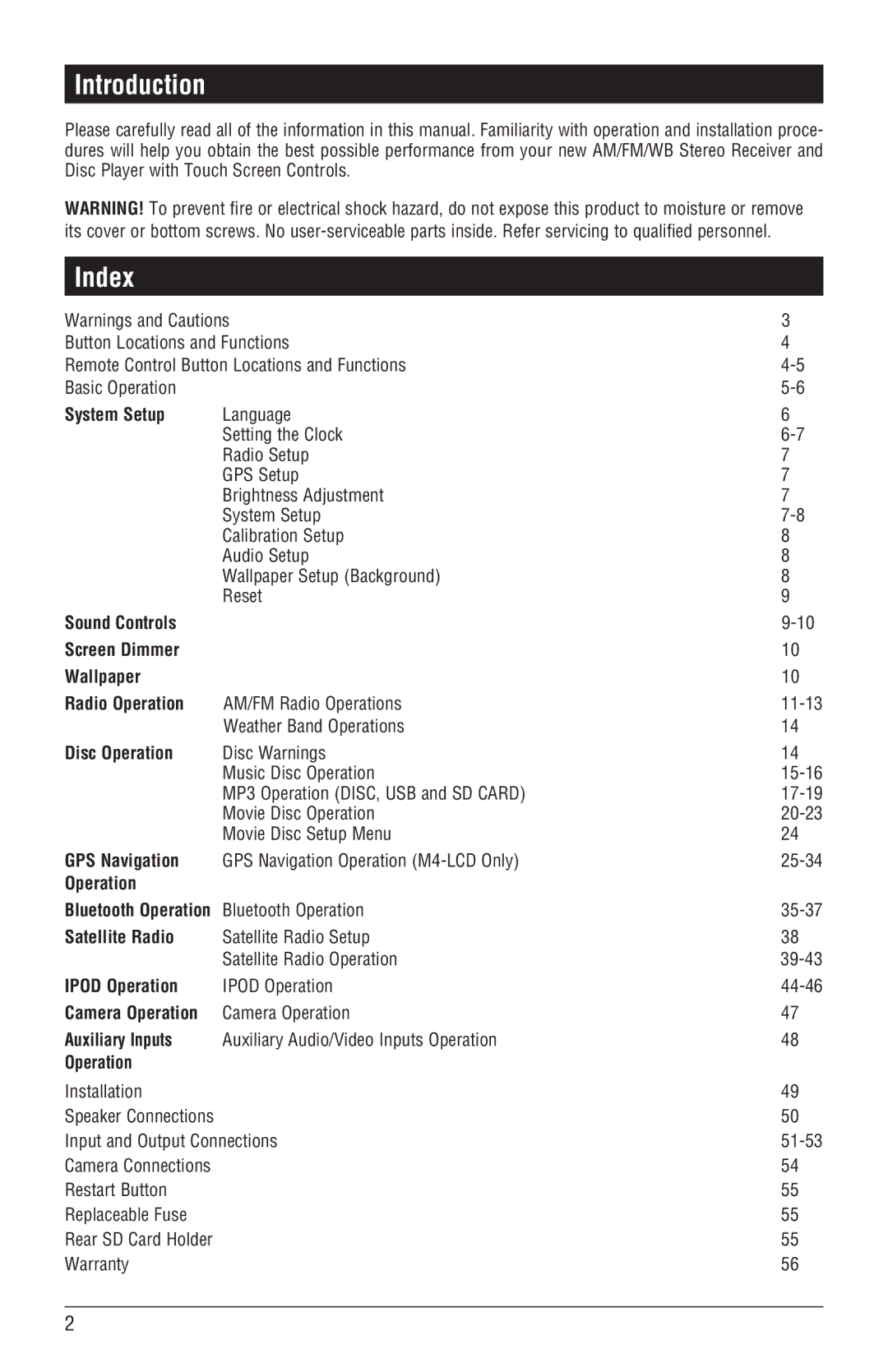 Magnadyne M4-LCD, M3-LCD installation manual Introduction, Index 