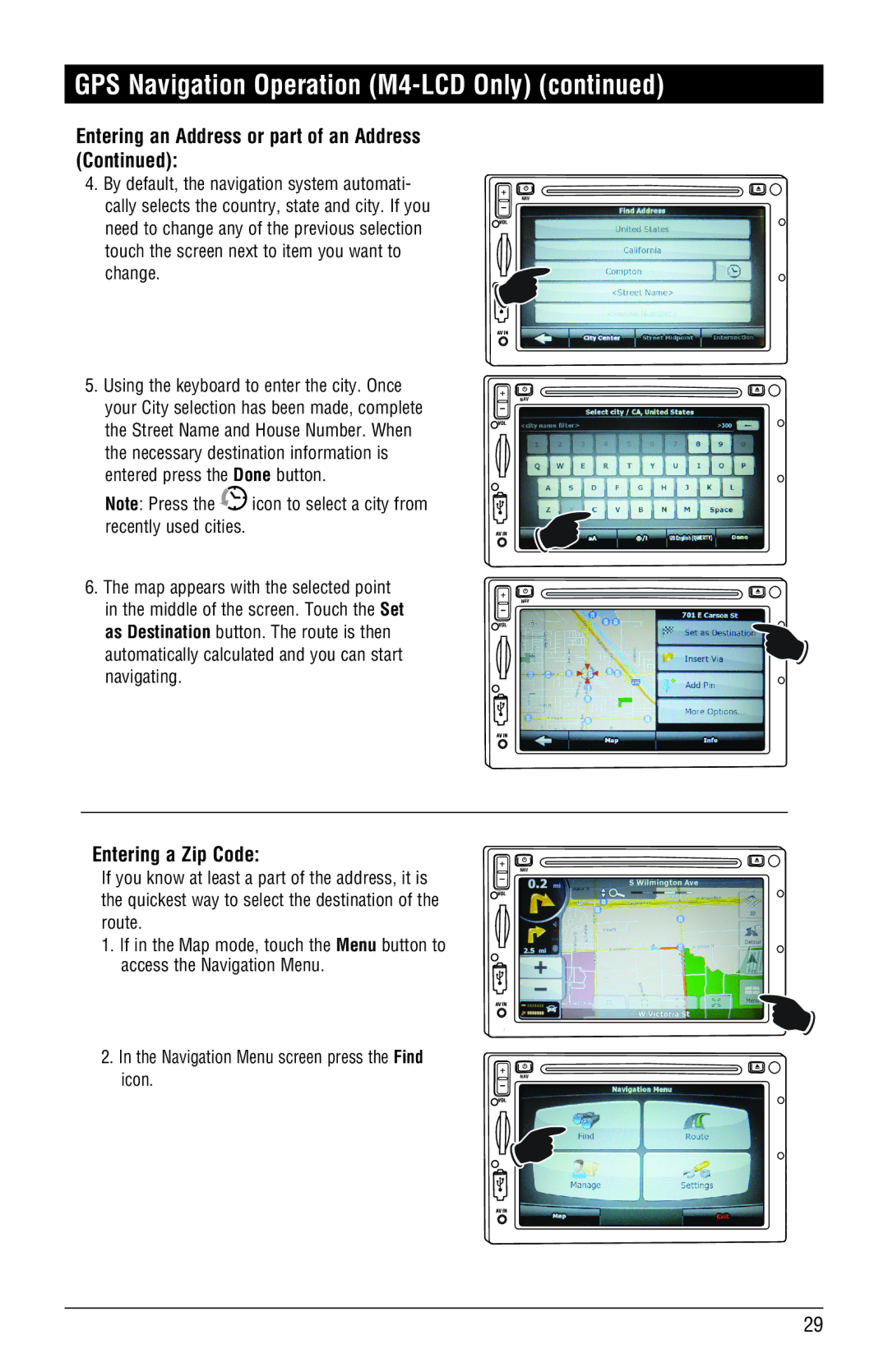 Magnadyne M3-LCD, M4-LCD installation manual Entering a Zip Code 