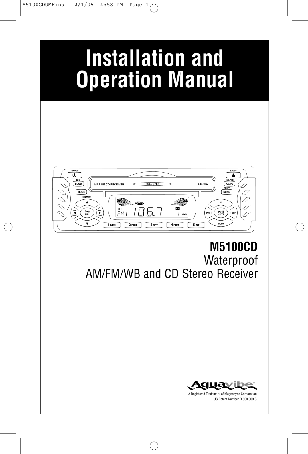 Magnadyne M5100CD operation manual Installation 