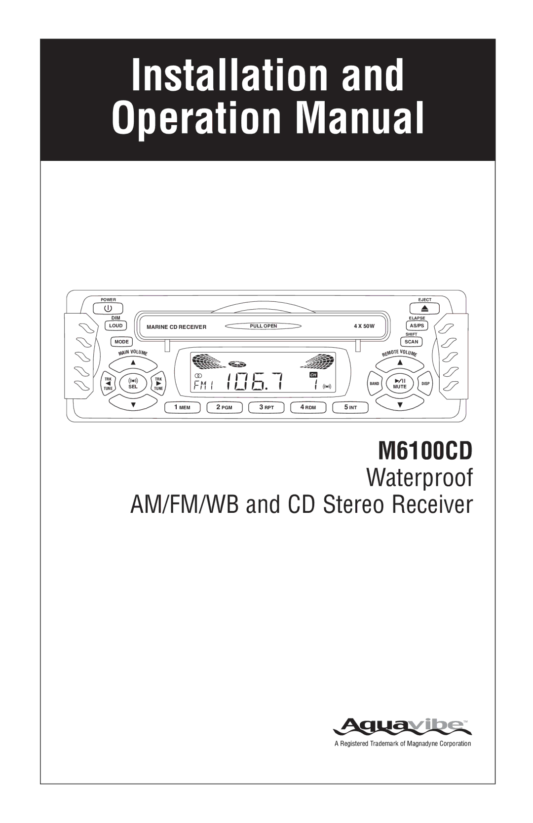 Magnadyne M6100CD operation manual Installation 