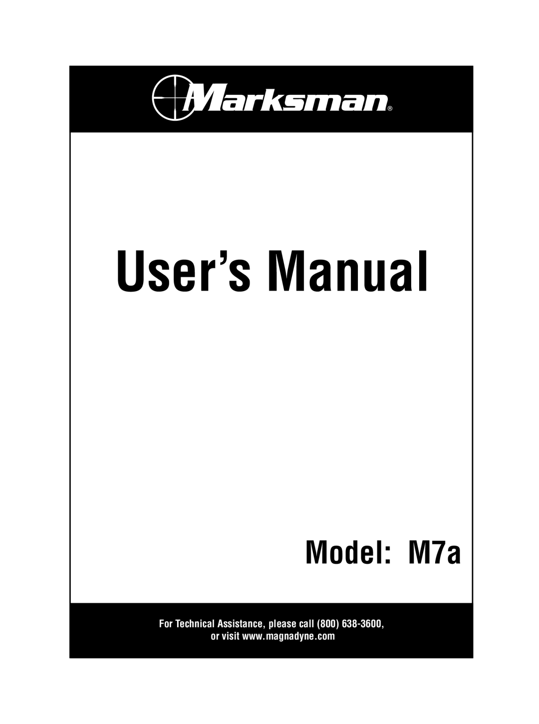 Magnadyne M7a user manual User’s Manual 