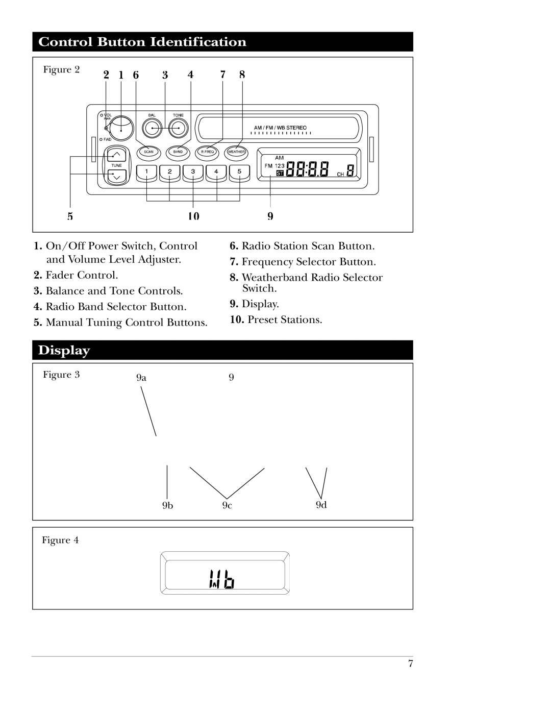 Magnadyne M9800 manual Control Button Identification, Display 