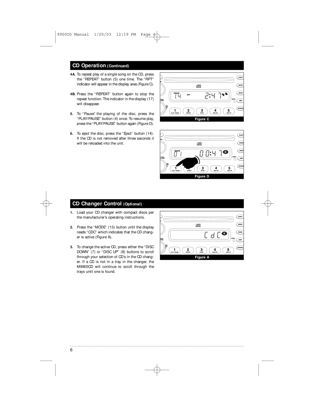 Magnadyne M9900CD manual CD Changer Control Optional 