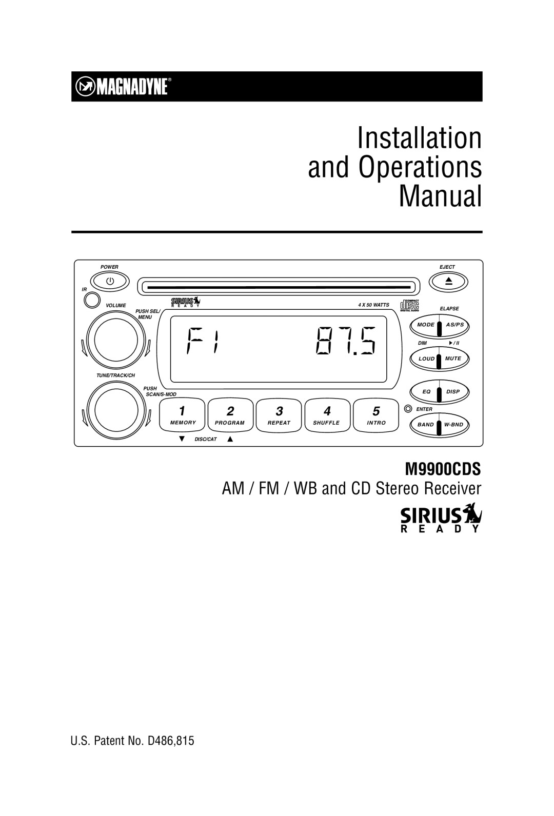 Magnadyne M9900CDS manual Installation Operations Manual 