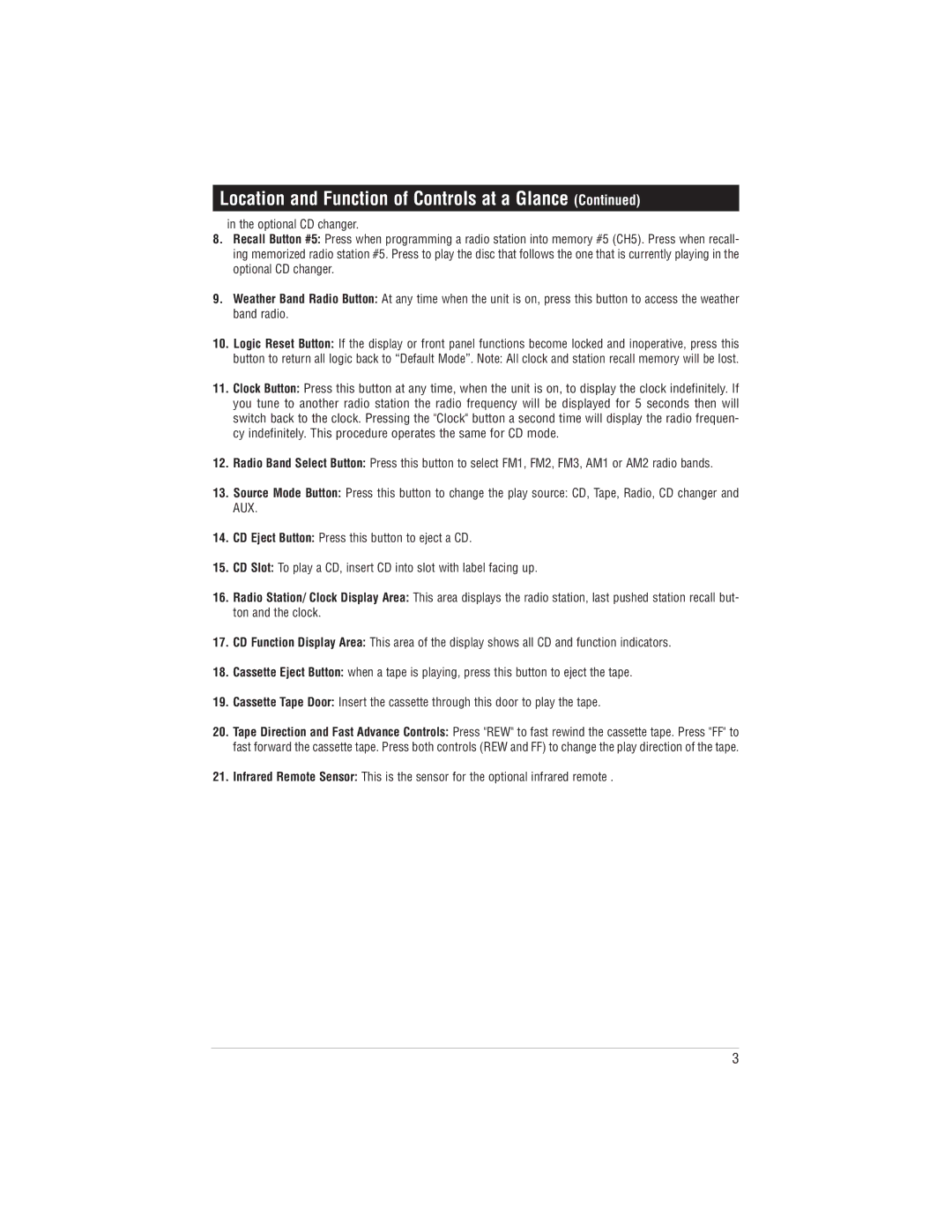 Magnadyne M9999 manual Location and Function of Controls at a Glance 