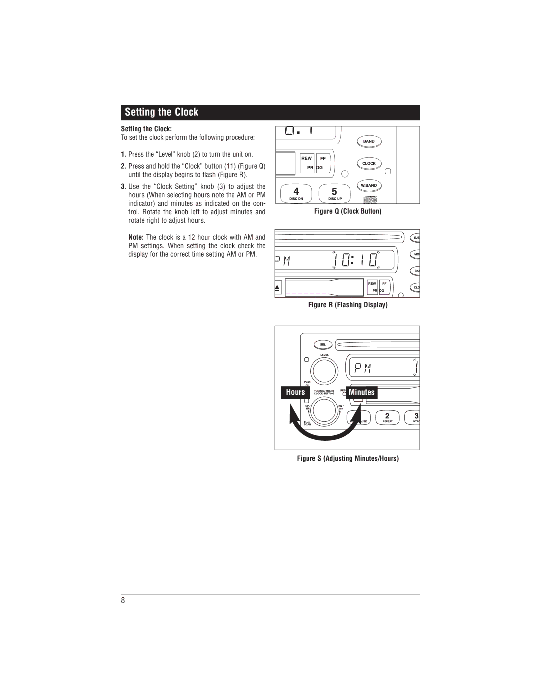 Magnadyne M9999 manual Setting the Clock 