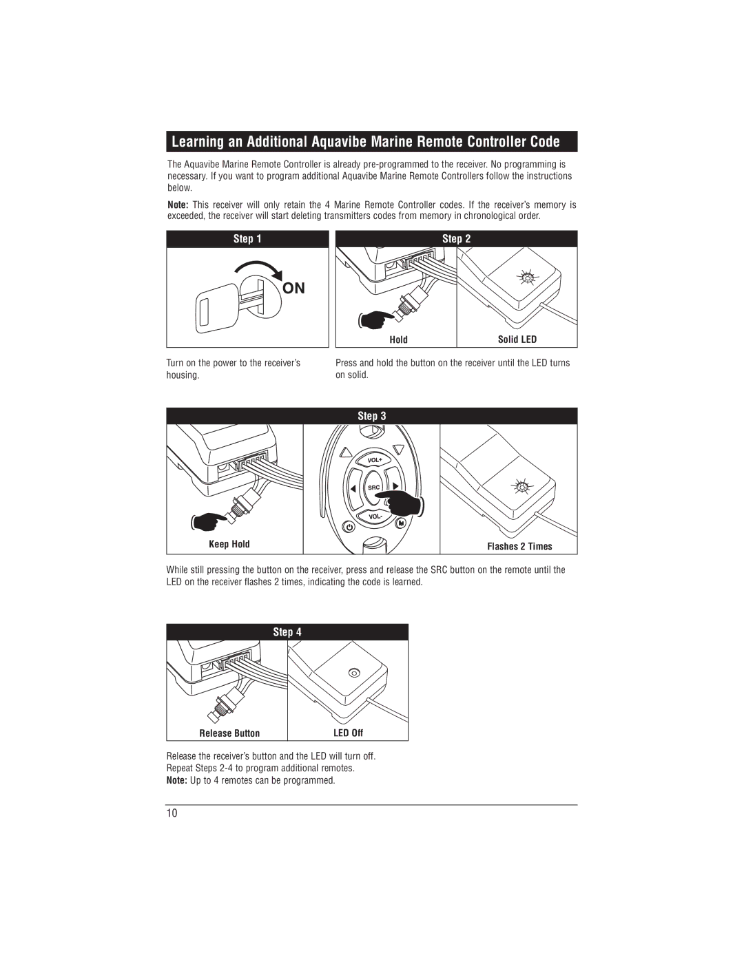 Magnadyne MRC-2U installation manual Keep Hold Flashes 2 Times, Release Button LED Off 