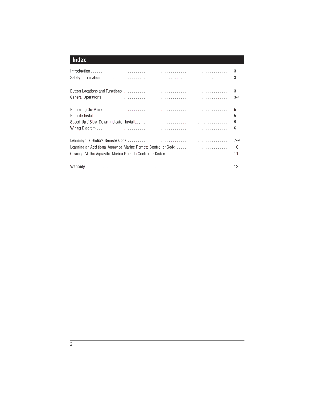 Magnadyne MRC-2U installation manual Index 