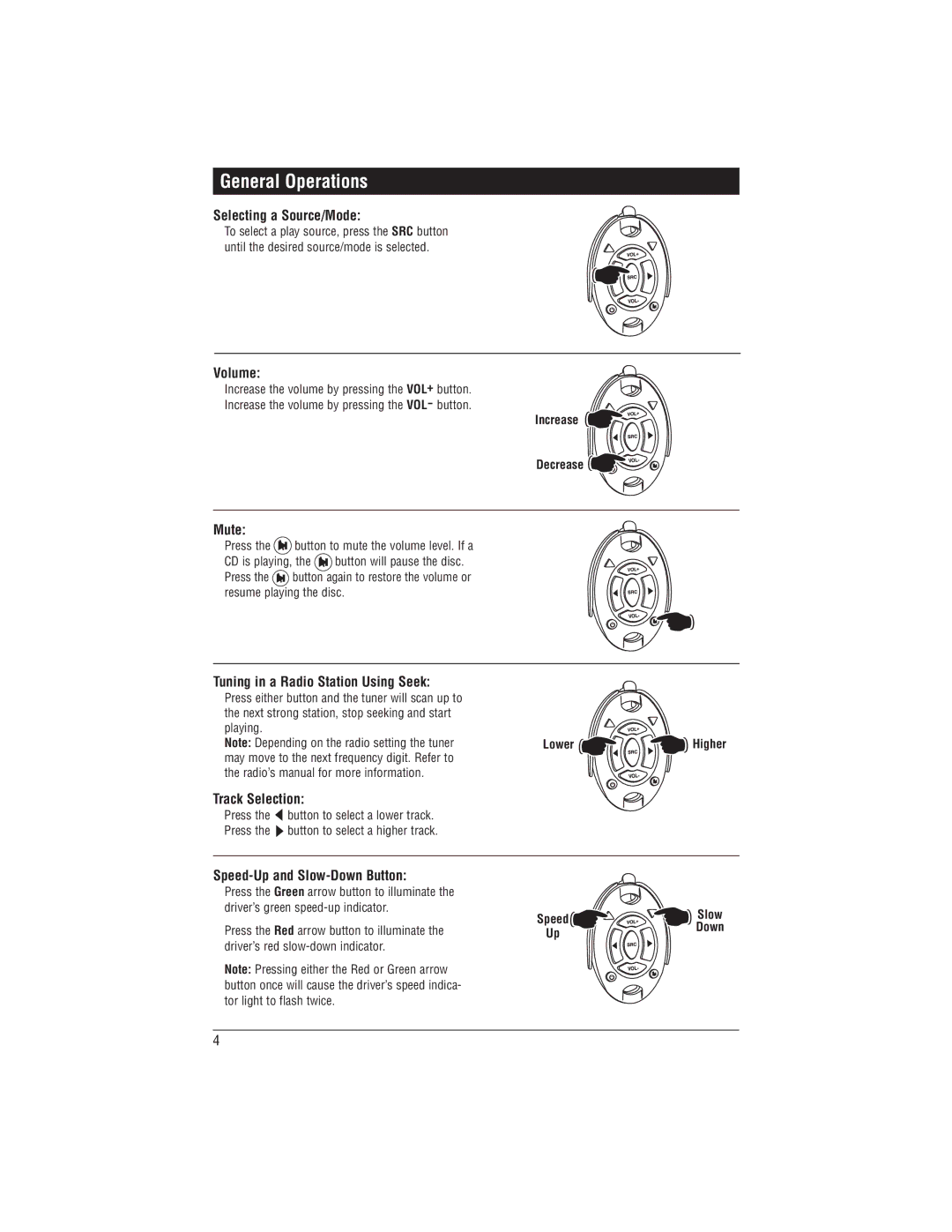 Magnadyne MRC-2U installation manual Selecting a Source/Mode 