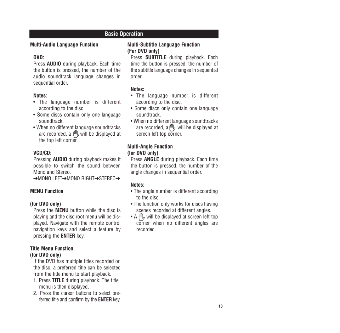 Magnadyne MV-DVD-PL3 owner manual Multi-Audio Language Function, Are recorded, a will be displayed at the top left corner 