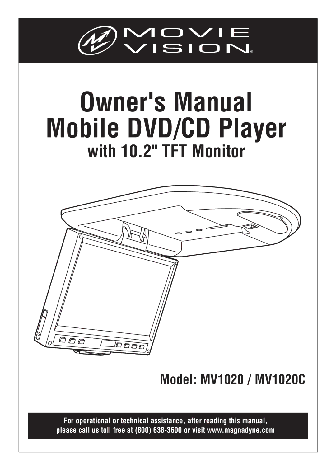 Magnadyne MV1020C owner manual Mobile DVD/CD Player 