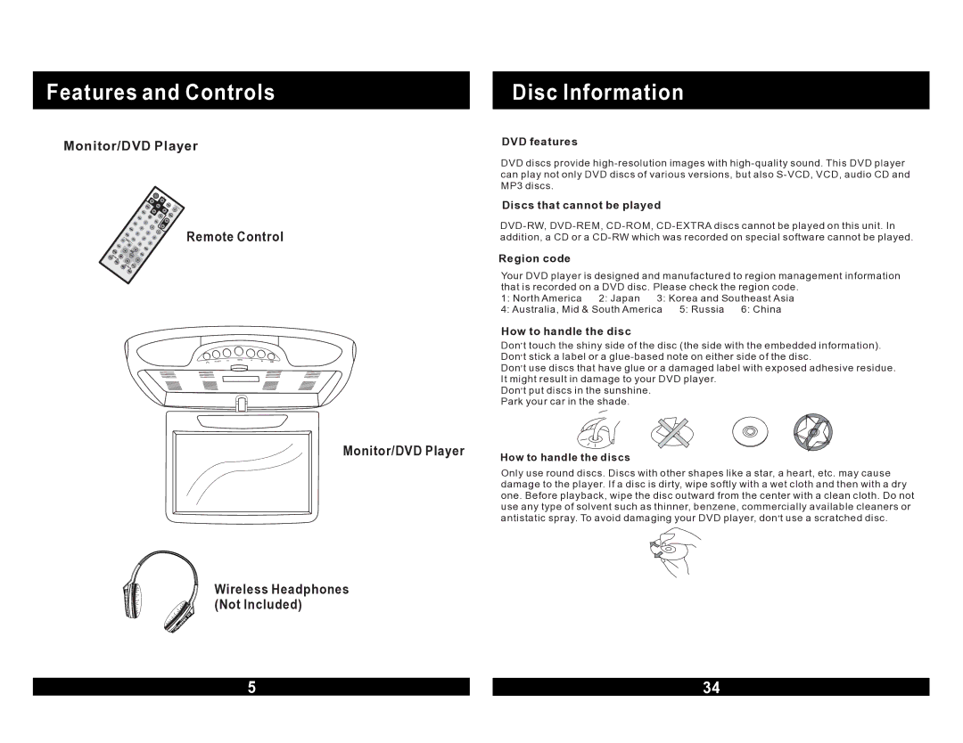 Magnadyne MV855 warranty FeaturesCaution and Controls, SpeDiscificInformatiotions n 