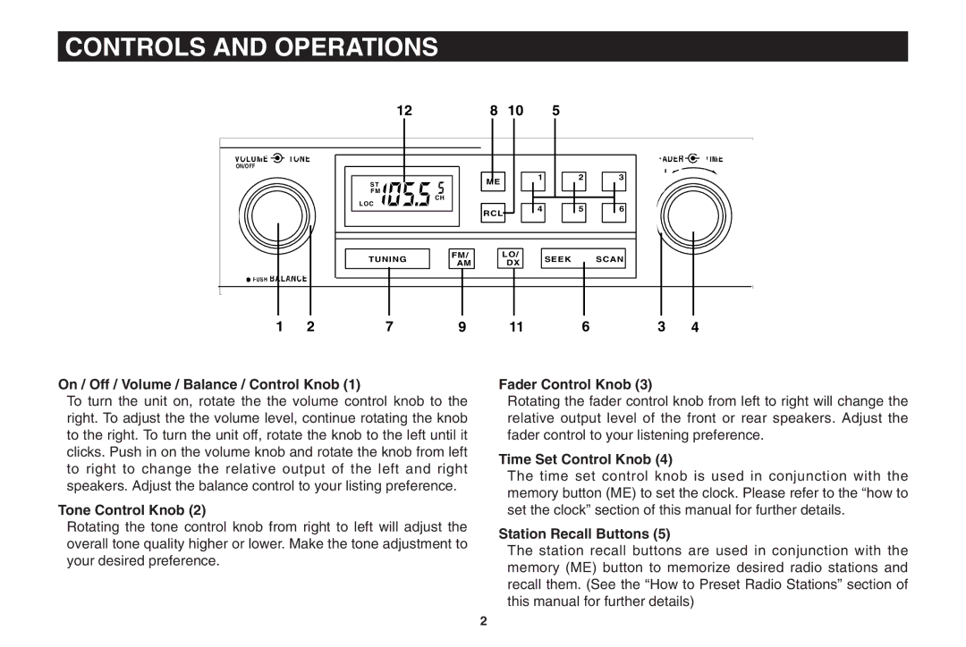 Magnadyne PPC-200 owner manual Controls and Operations 