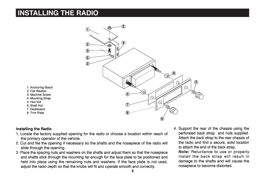 Magnadyne PPC-200 owner manual Installing The Radio, Installing the Radio 