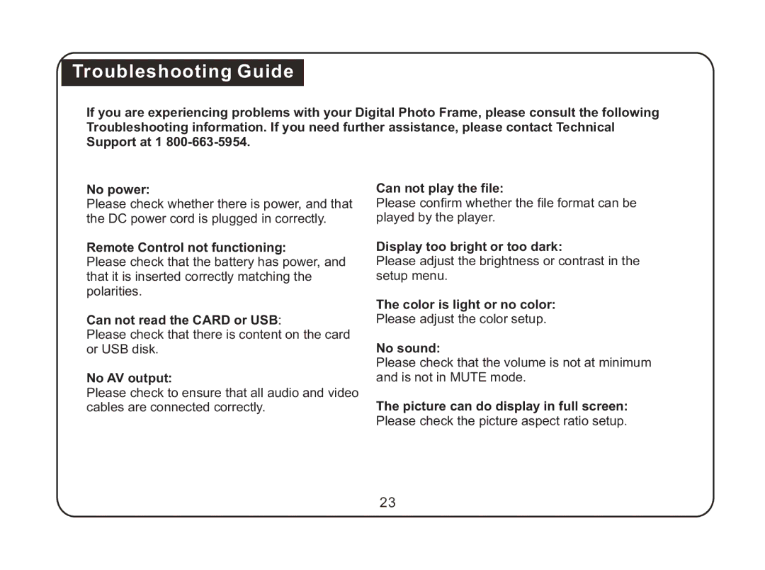 Magnasonic 07MF117 instruction manual Troubleshooting Guide 