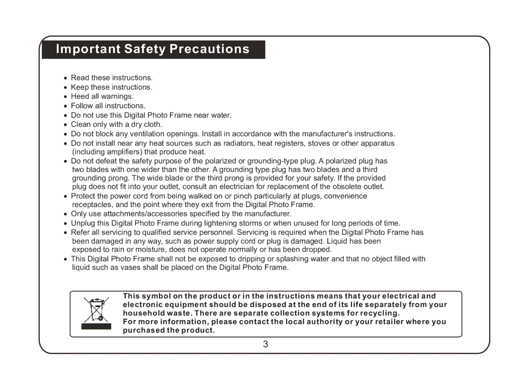 Magnasonic 07MF117 instruction manual Important Safety Precautions 