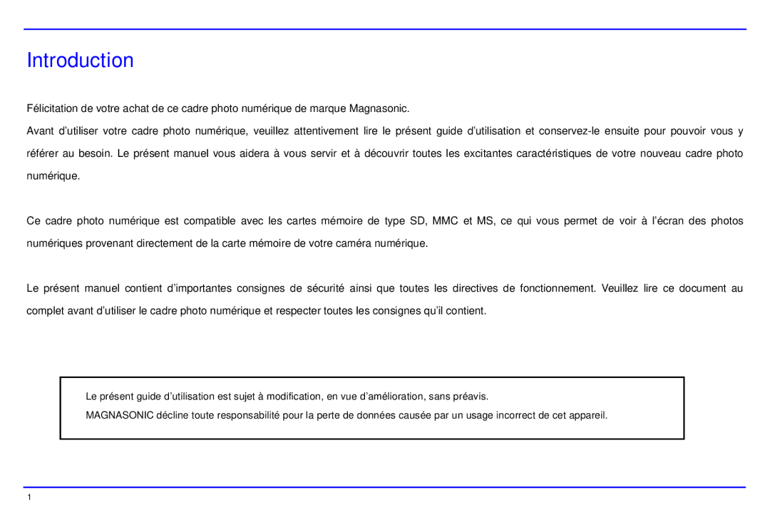 Magnasonic 07MF119 instruction manual Introduction 