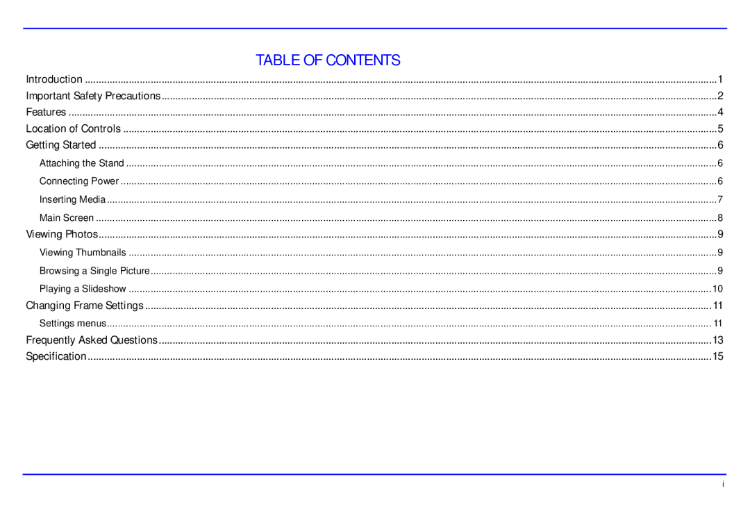 Magnasonic 07MF119 instruction manual Table of Contents 