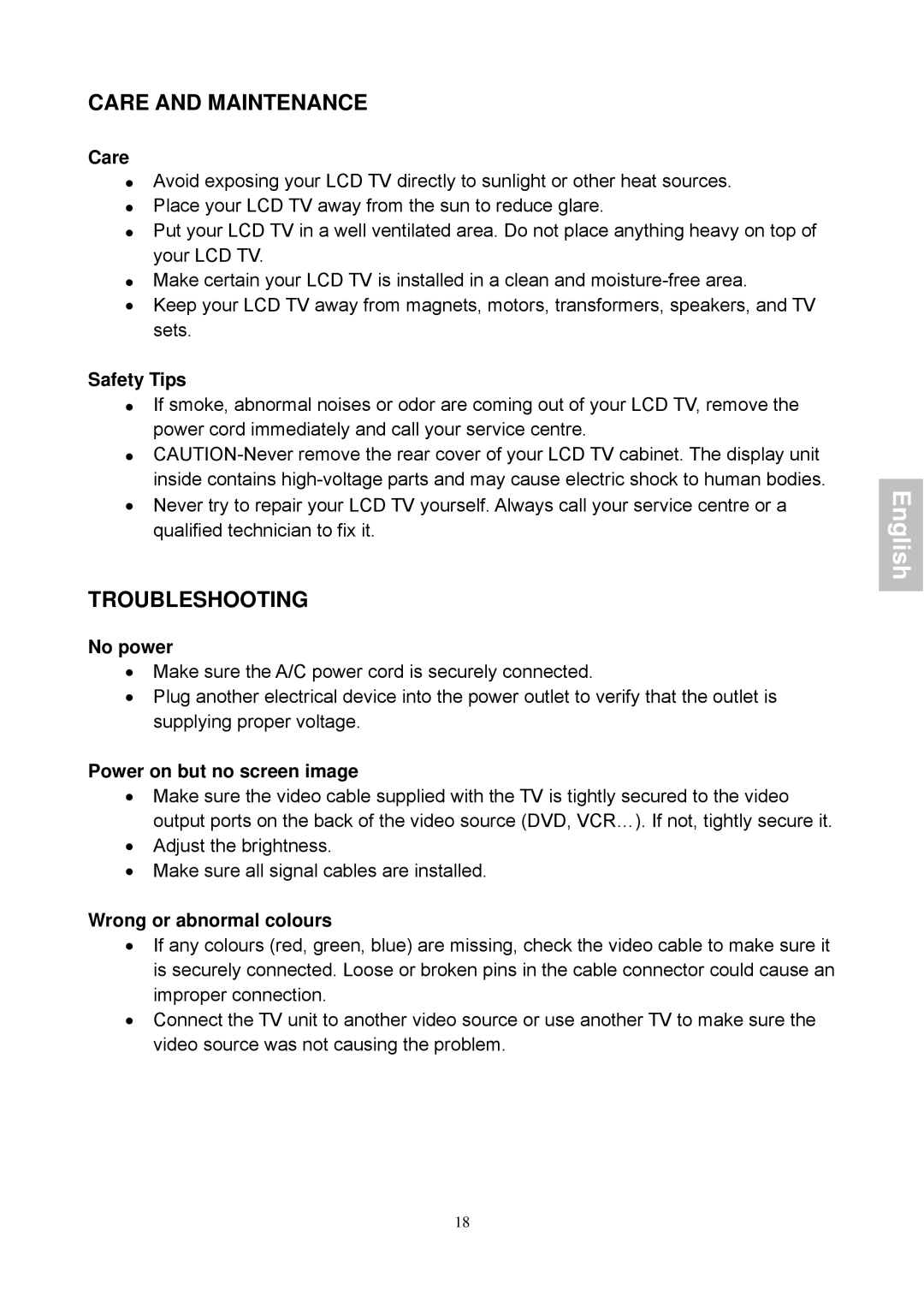 Magnasonic 26604MHD instruction manual Care and Maintenance, Troubleshooting 