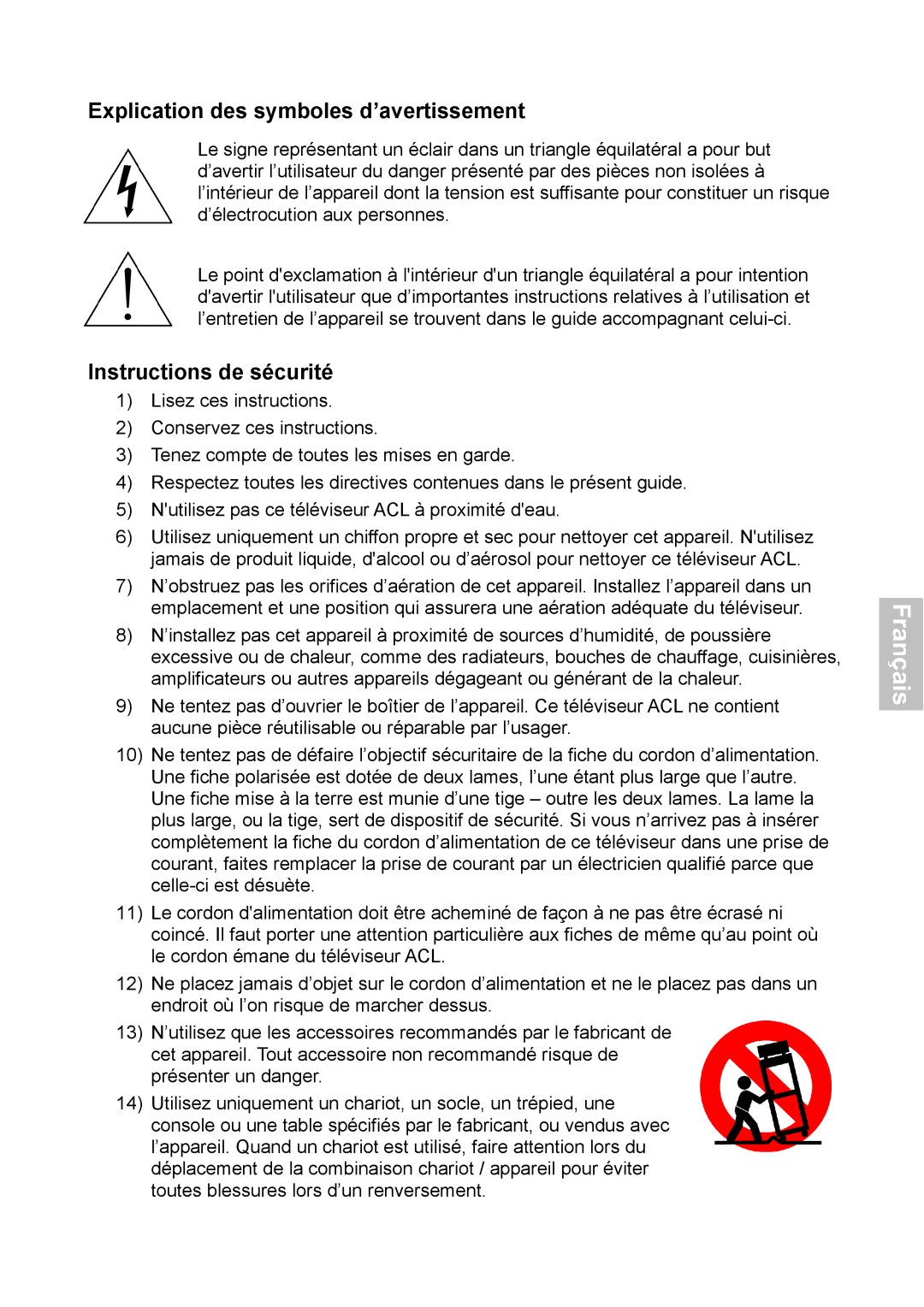 Magnasonic 26604MHD instruction manual Explication des symboles d’avertissement 