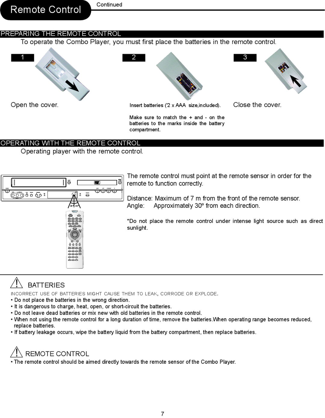 Magnasonic DVD833-2 instruction manual Preparing the Remote Control, Operating with the Remote Control 