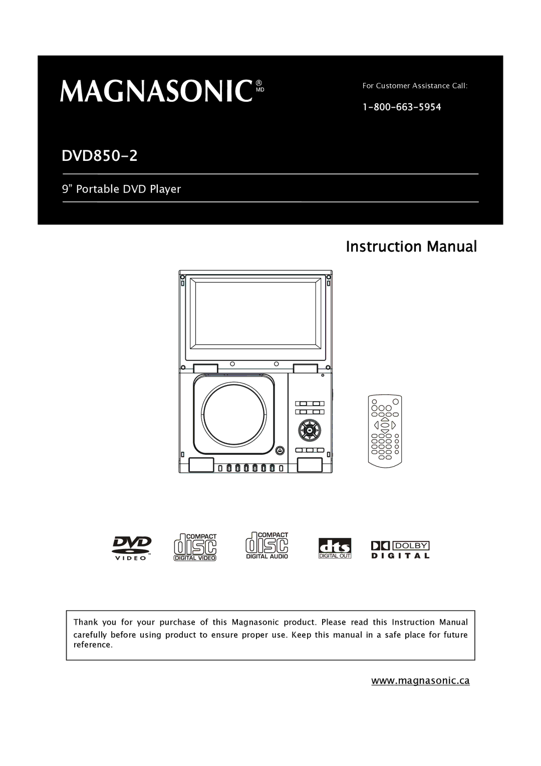 Magnasonic DVD850-2 instruction manual 