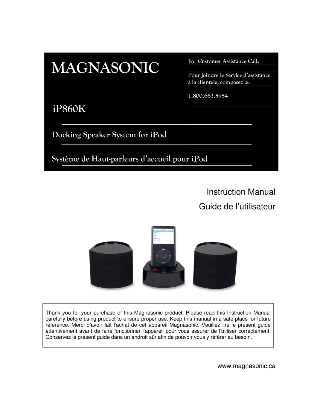 Magnasonic iP860K instruction manual Magnasonic 