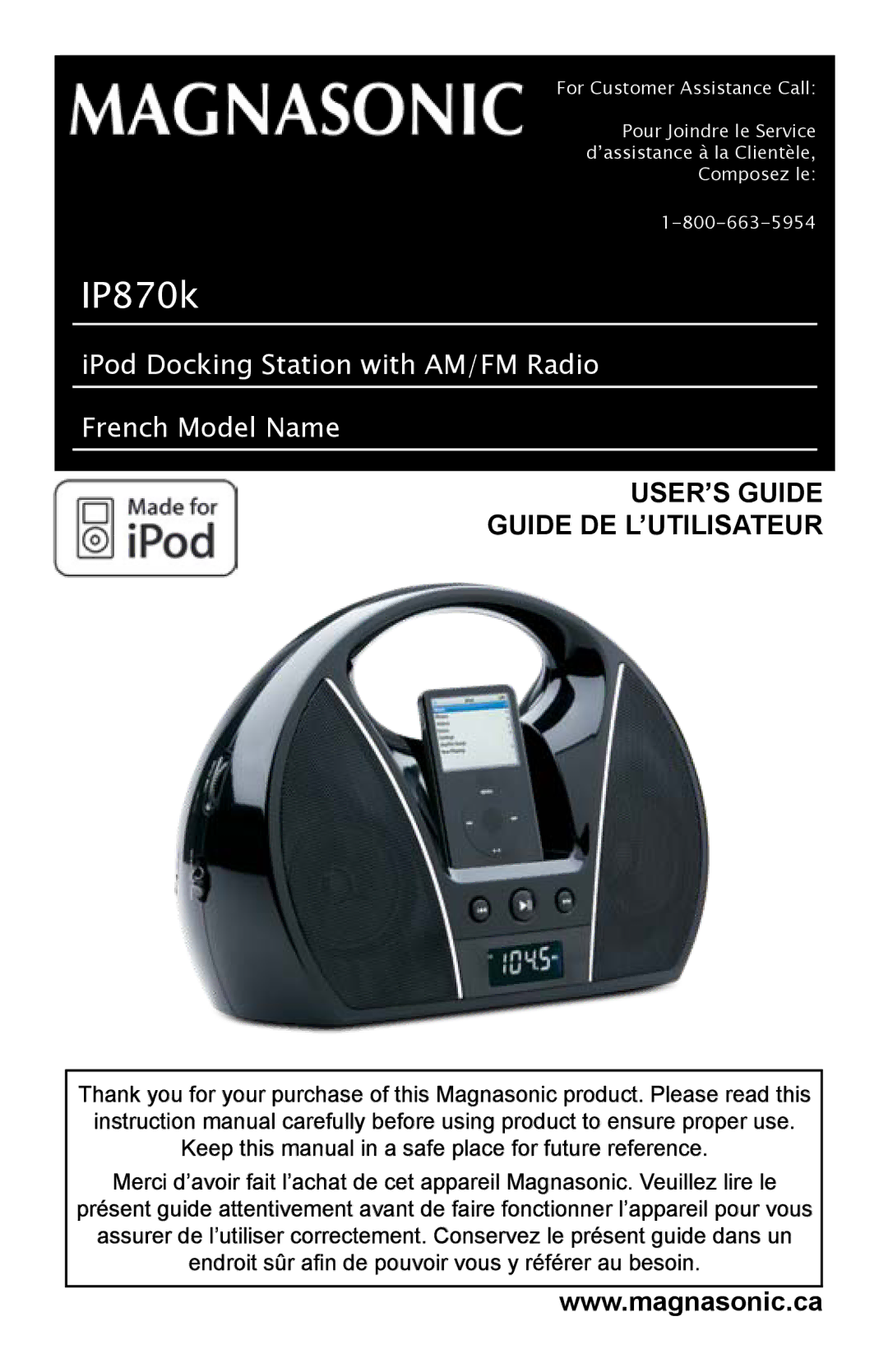 Magnasonic IP870k instruction manual 