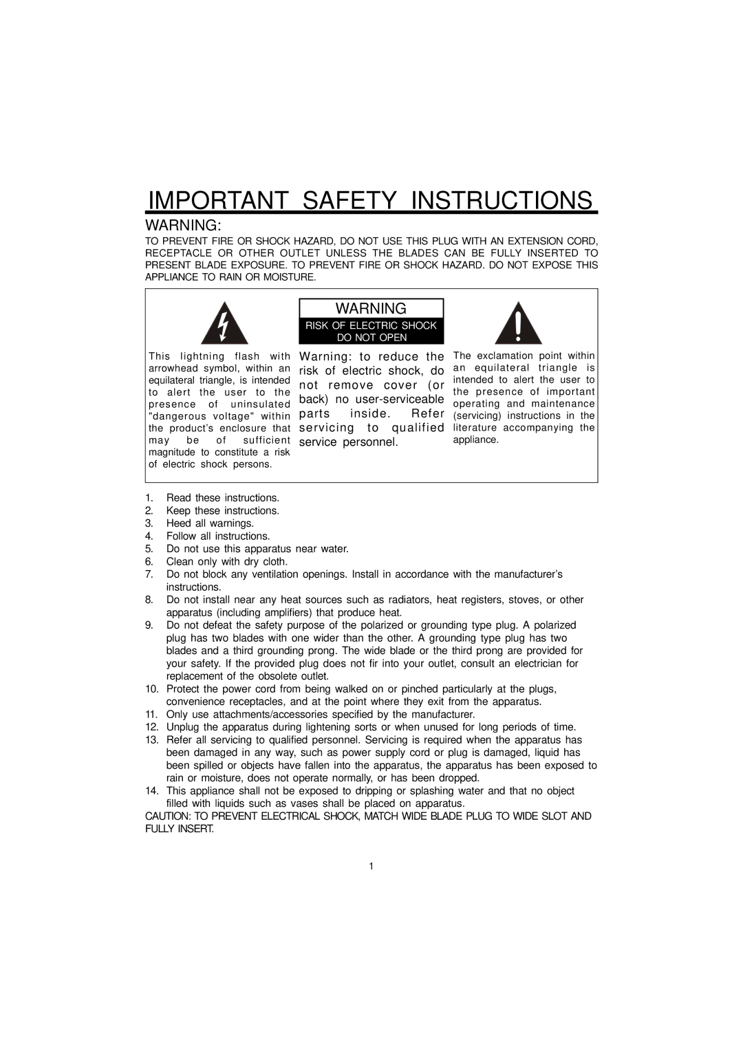 Magnasonic MCD306 instruction manual Important Safety Instructions 