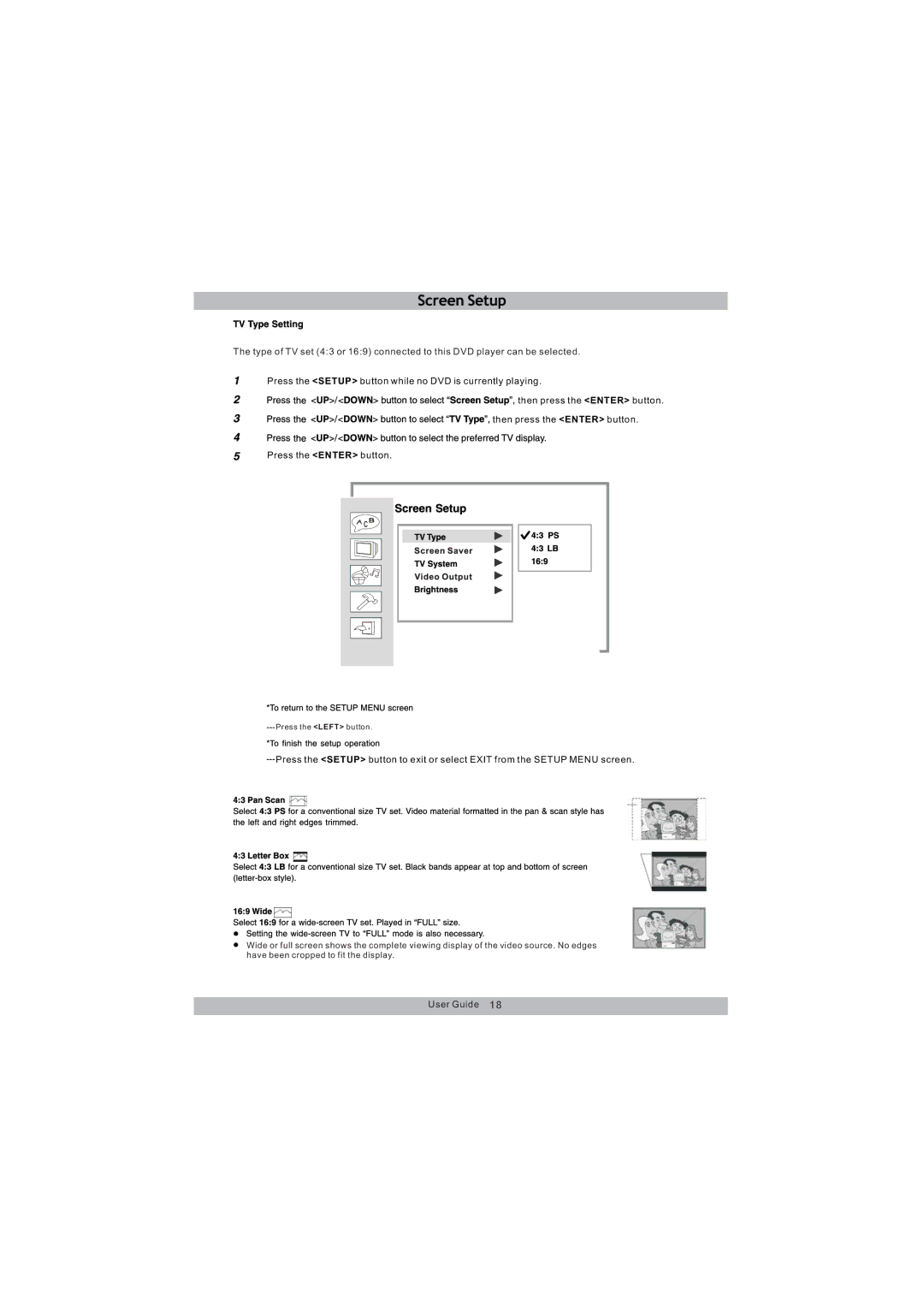 Magnasonic MDVD654 instruction manual Press the Setup button while no DVD is currently playing 