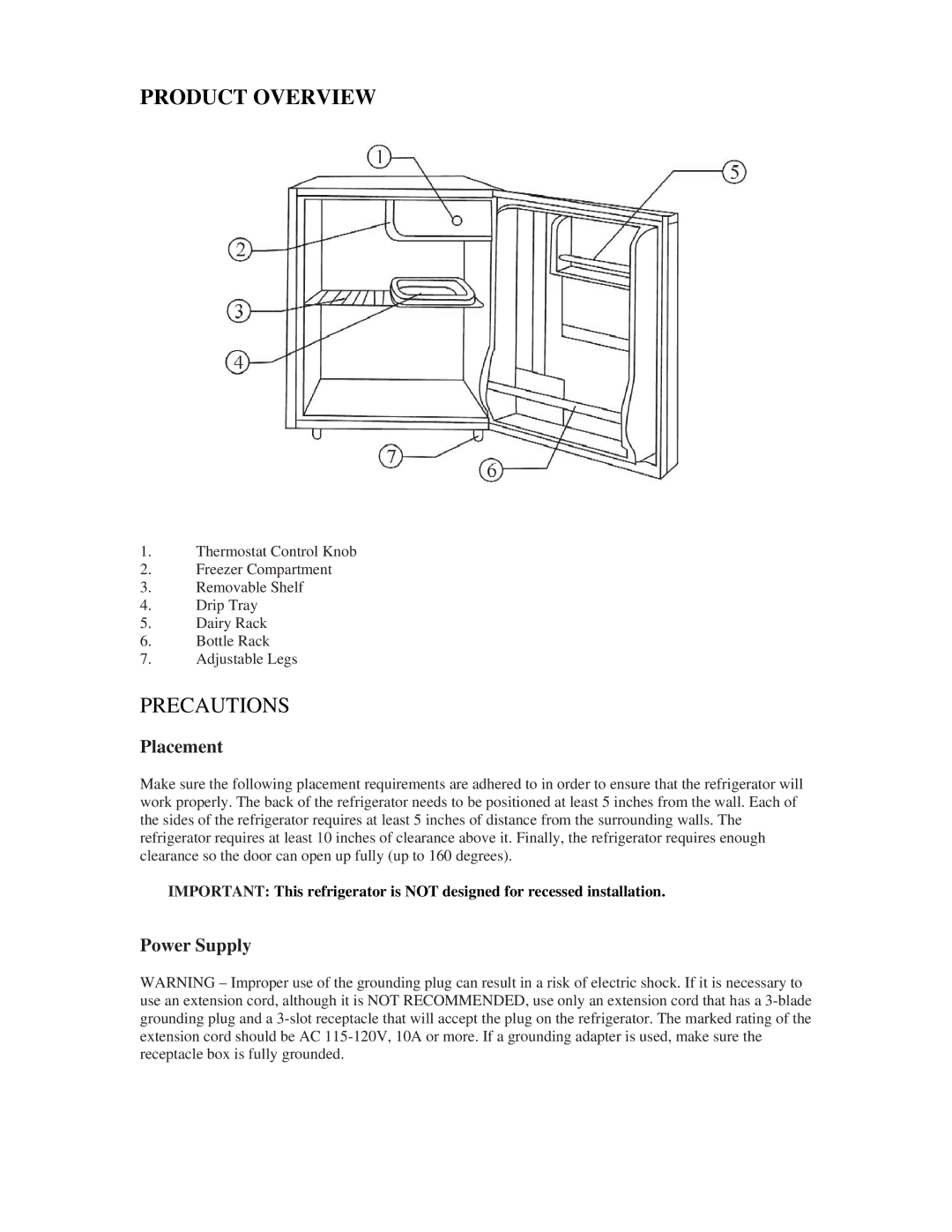 Magnasonic MF7018-3 instruction manual Product Overview, Placement, Power Supply 