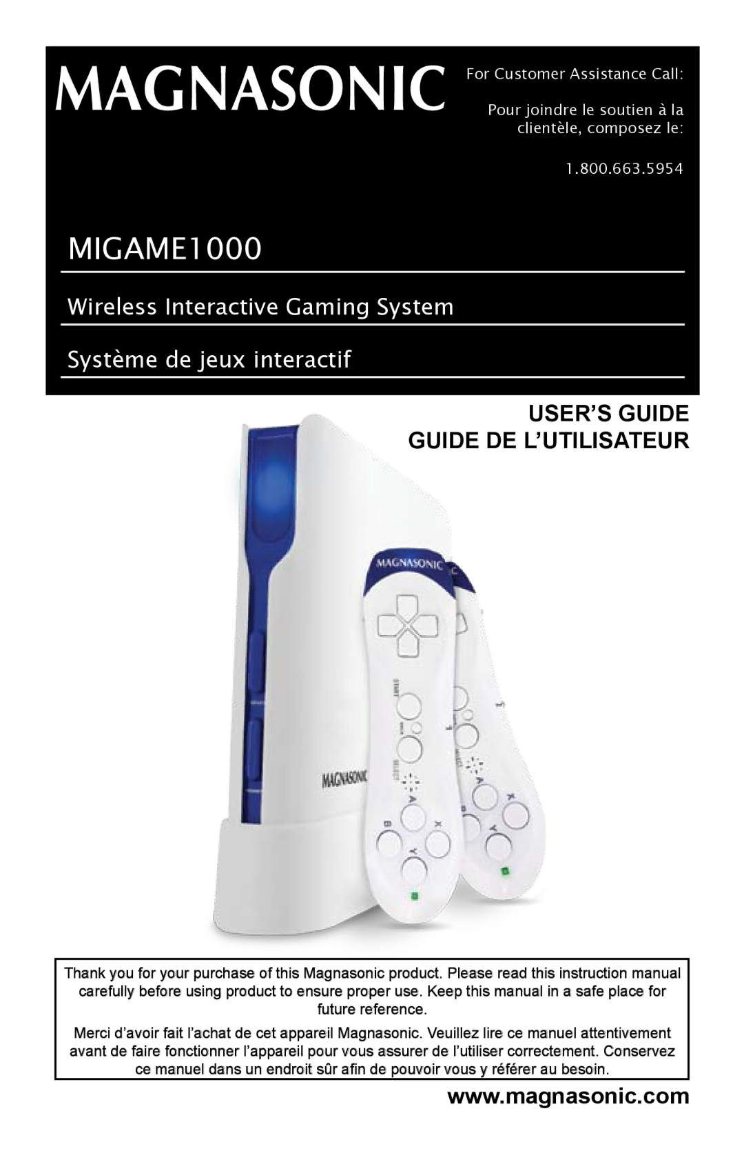 Magnasonic MIGAME1000 instruction manual 